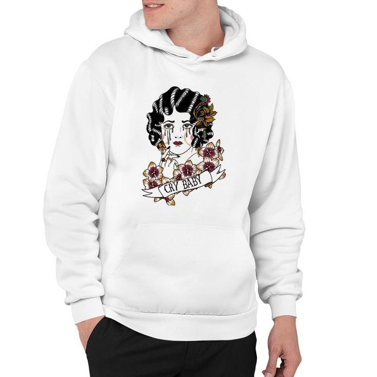 Cry Baby American Traditional Old School Lady Tattoo Hoodie