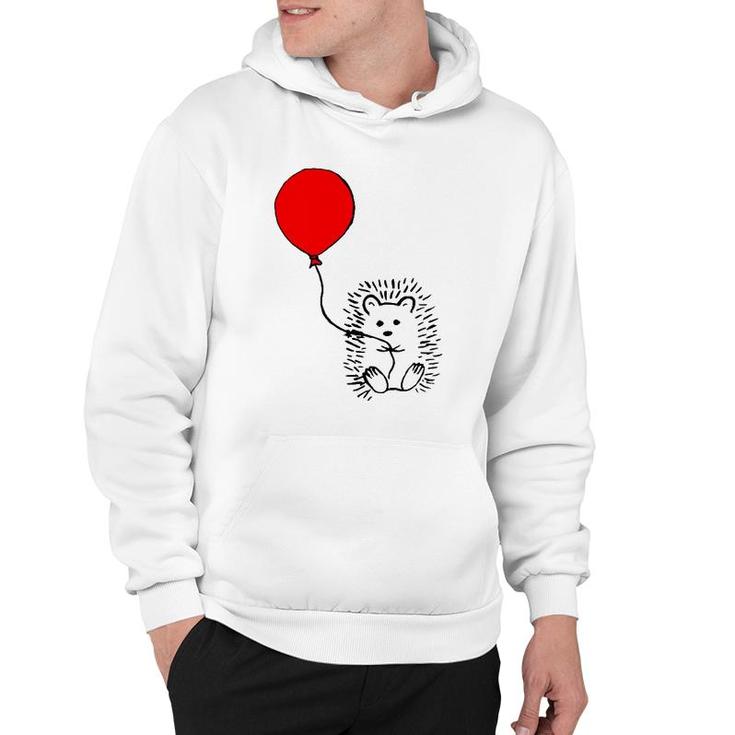 Cute Hedgehog With Red Balloon  - The Perfect Birthday Hoodie