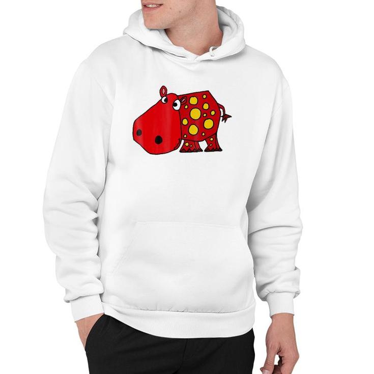 Cute Red Hippo Cartoon Hoodie