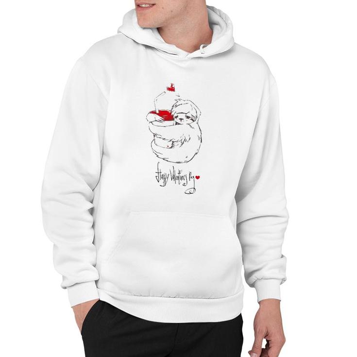 Cute Sloth With Cup Happy Valentine's Day Hoodie