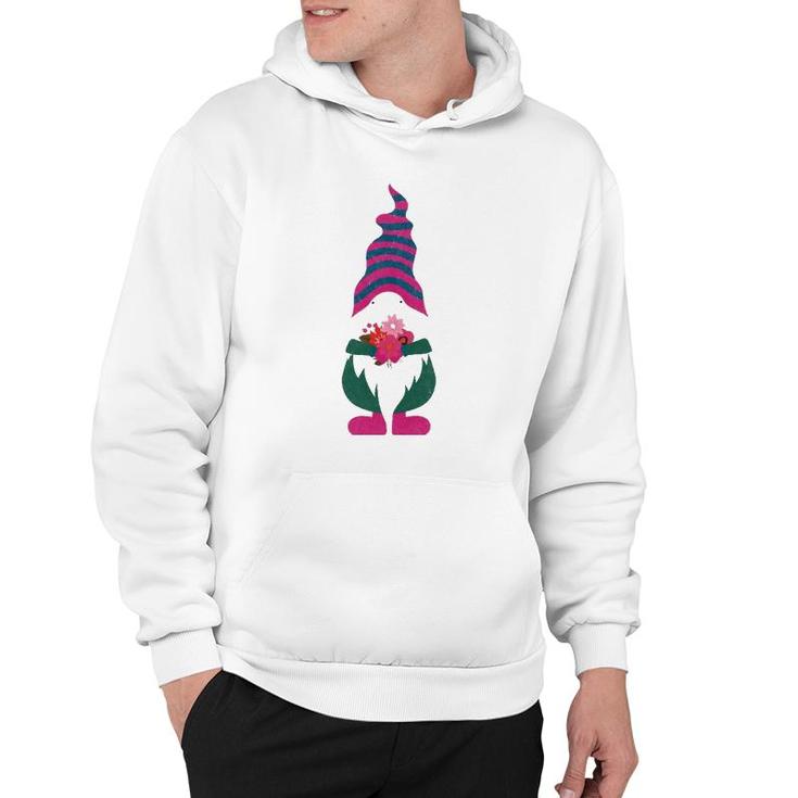 Cute Valentine Gnome Holding Flowers And Hearts Tomte Gift Hoodie