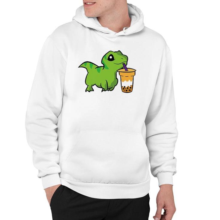 Dinosaur Drinking Bubble Tea Funny Boba Tea Hoodie | Mazezy