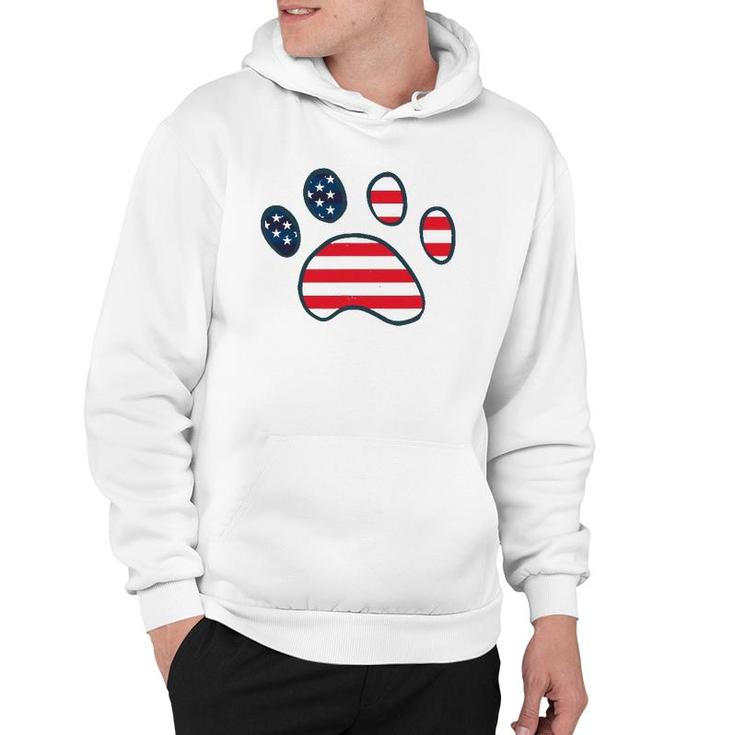 Dog Paw American Flag Patriotic Decor Outfit 4Th Of July Hoodie
