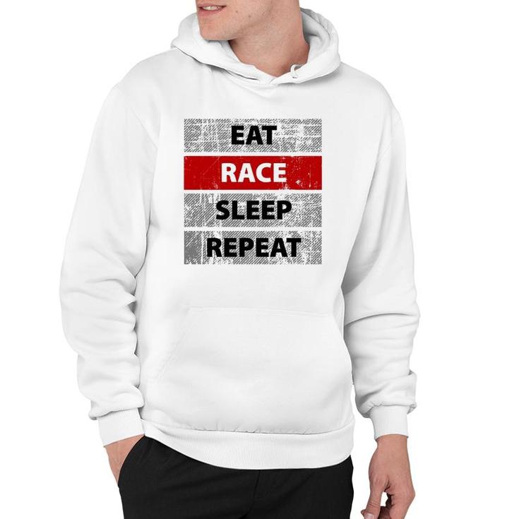 Eat Race Sleep Repeat Vintage Retro Distressed Racing  Hoodie