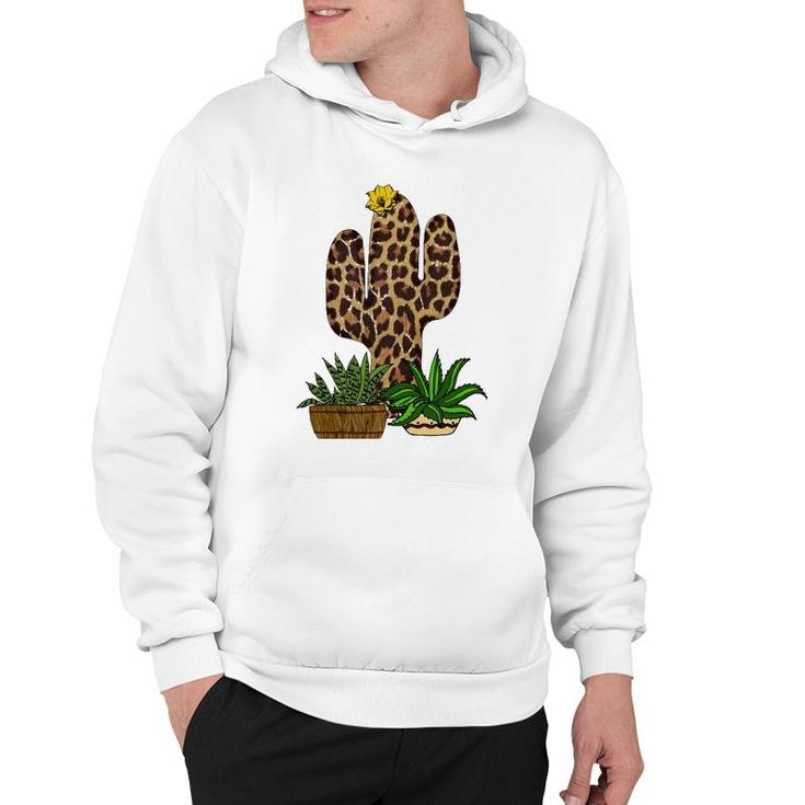 Funny Cactus  Leopard Print Succulent Plant Lover Gift Hoodie