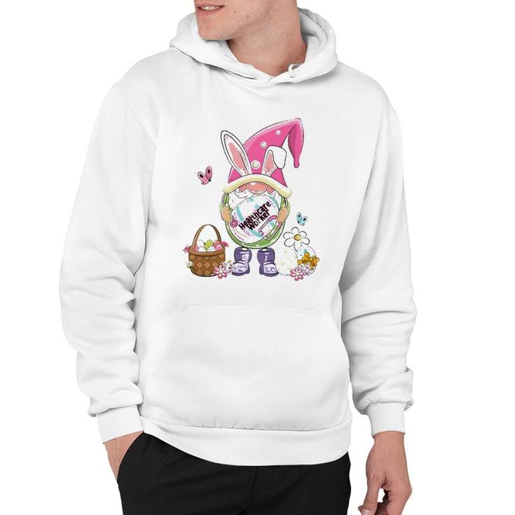 Funny Gnome Holding Easter Eggs Healthcare Worker Bunny Hoodie