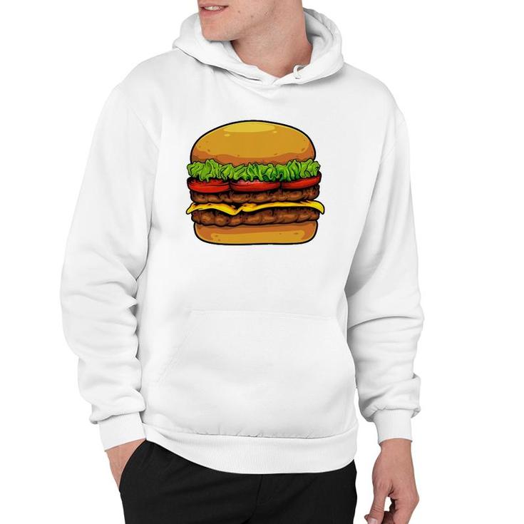 Funny Hamburger Art For Kids Men Women Cheeseburger Lover Hoodie