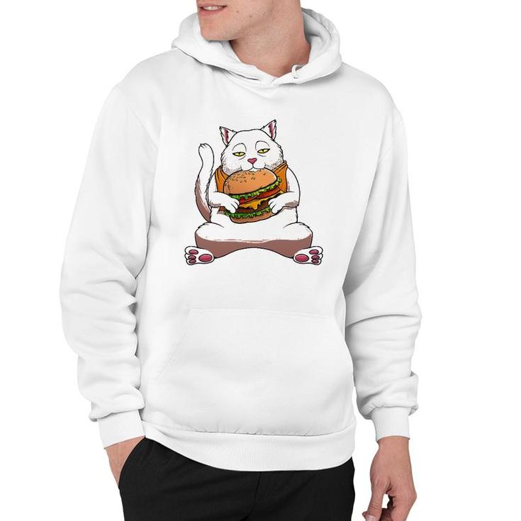 Funny Kawaii Cat Hamburger Design For Men Women Burger Eater Hoodie