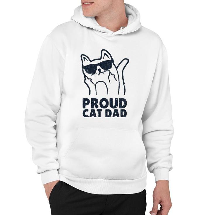Funny Retro Proud Cat Dad Showing The Finger For Cat Lovers Hoodie