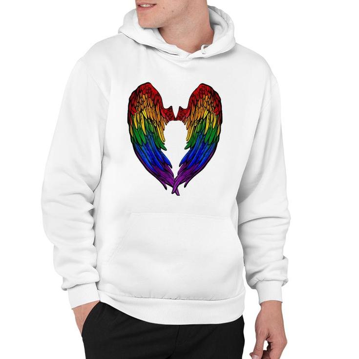 Gay Pride Month Rainbow Angels Wings Back Design Hoodie