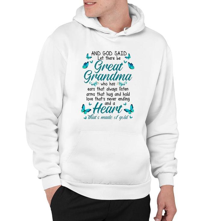 Grandmother Gift And God Said Let There Be Great Grandma Family Matching Butterflies Hoodie