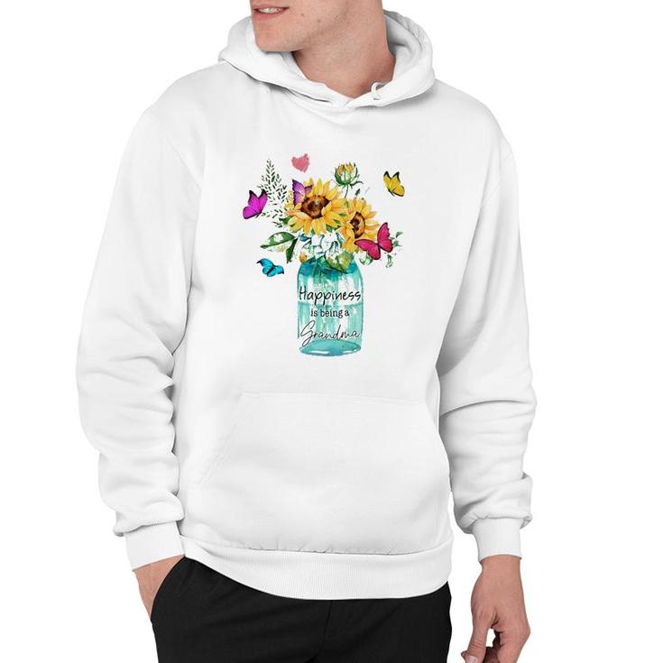 Grandmother Gift Happiness Is Being A Grandma Sunflowers Butterflies Hoodie