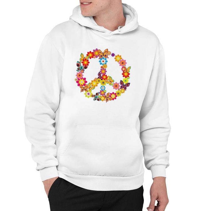 Groovy 70'S Butterfly Peace Symbol  Retro Costume Party Hoodie