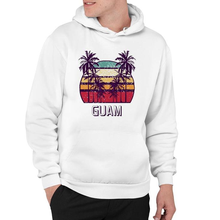 Guam Hawaii Vintage 1970'S Retro Skyline Palm Tree Hoodie