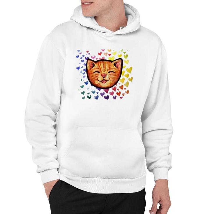 Happy Orange Tabby Cat Rainbow Hoodie