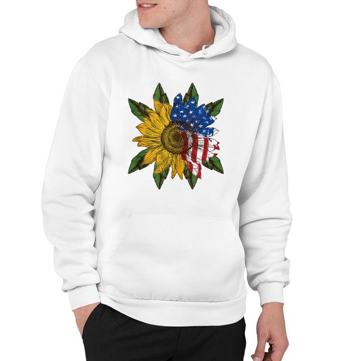 Hippie Hippies Peace Sunflower American Flag Hippy Gift  Hoodie