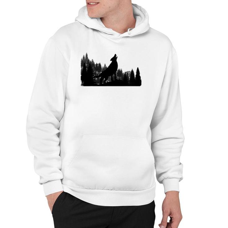 Howling Wolf Mountain Forest Tree  Hoodie