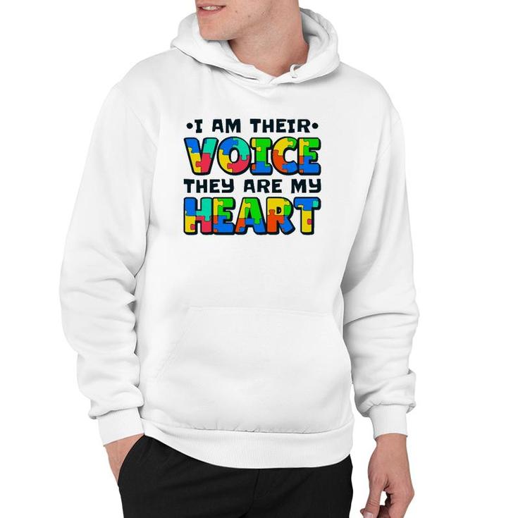 I Am Their Voice They Are My Heart Autism Awareness Teacher Hoodie