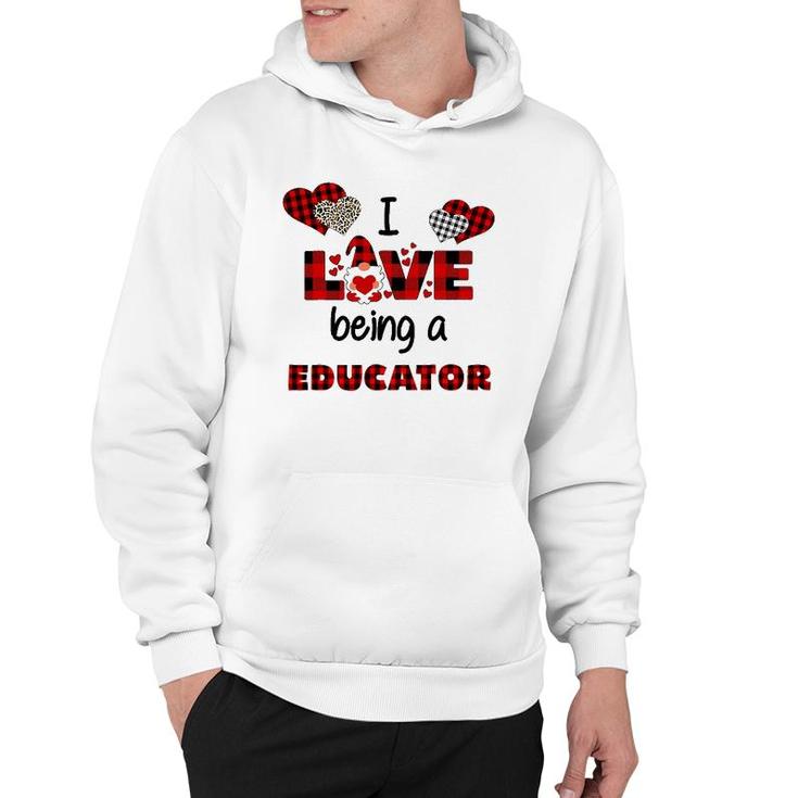I Love Being A Educator Flannel Valentine's Day Hoodie