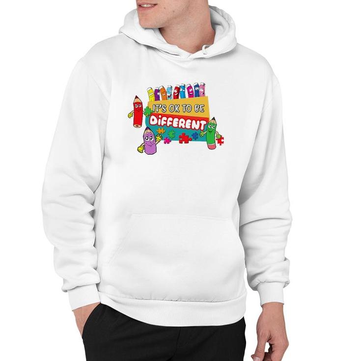 It's Ok To Be Different Autism Awareness Happy Crayons Hoodie