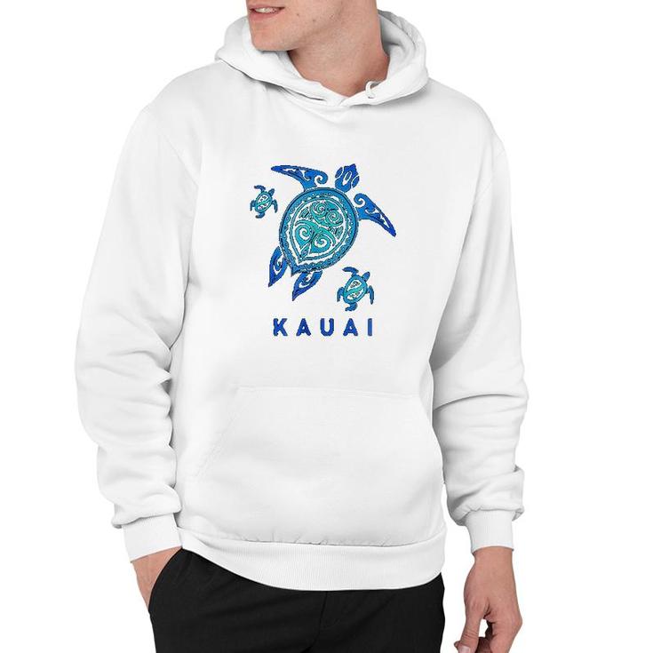 Kauai Hawaii Sea Blue Tribal Turtle Hoodie
