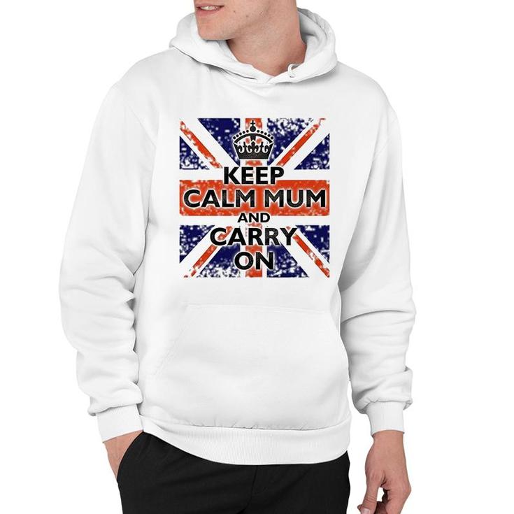 Keep Calm Mum And Carry On British Flag Hoodie