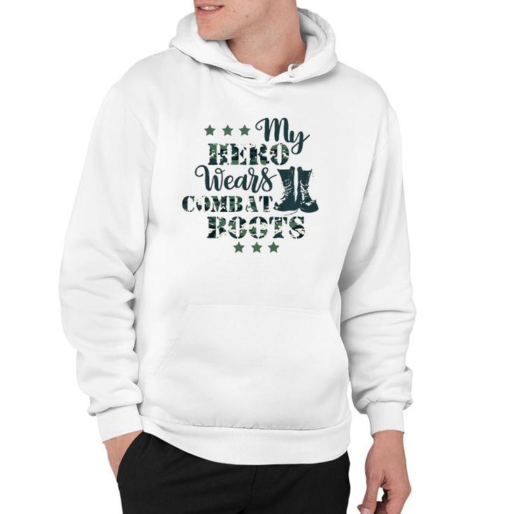 Kids My Daddy Hero Wears Combat Boots Military Dad Army Gift Hoodie