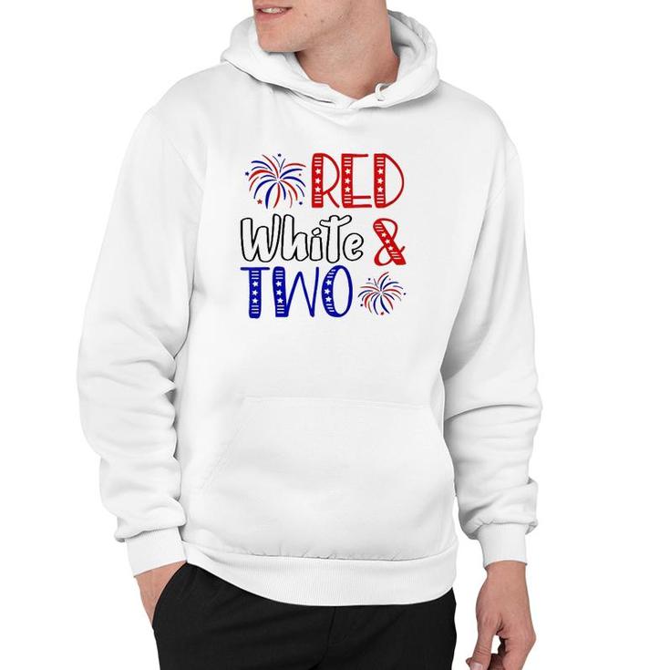 Kids Red White & Two 2Nd Birthday 4Th Of July Independence Day Hoodie