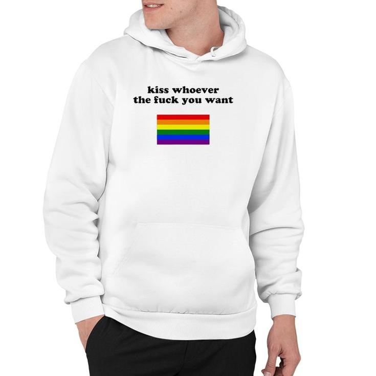 Kiss Whoever You Want Lgbtq Gay Pride Rainbow Flag Hoodie