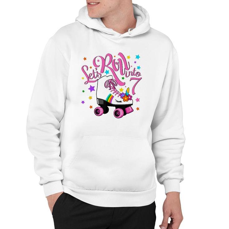 Let's Roll Into 7Th Birthday Unicorn Roller Skate 7 Yrs Old Hoodie
