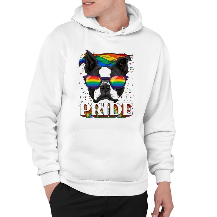 Lgbt Boston Terrier Gay Pride Lgbtq Rainbow Flag Sunglasses Hoodie