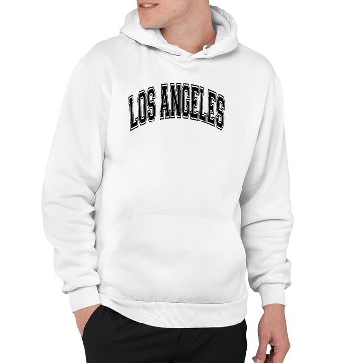 Los Angeles California Varsity Style Text Gray Black Print Pullover Hoodie