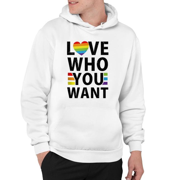 Love Who You Want Lgbt-Q Gay Pride Flag Proud Ally Rainbow  Hoodie