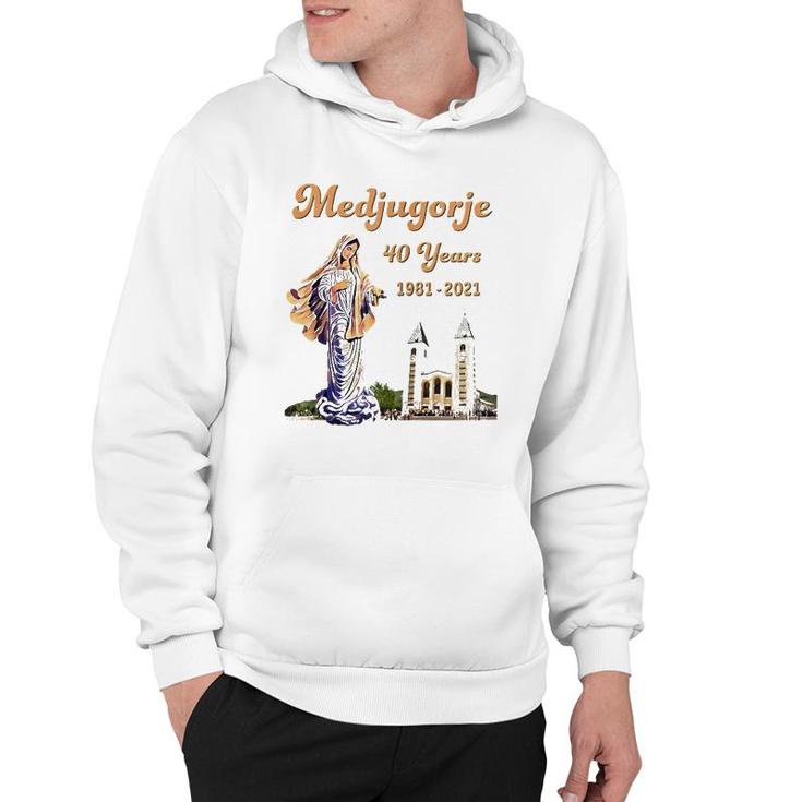 Medjugorje 40 Years Statue Of Our Lady Queen Of Peace Zip Hoodie