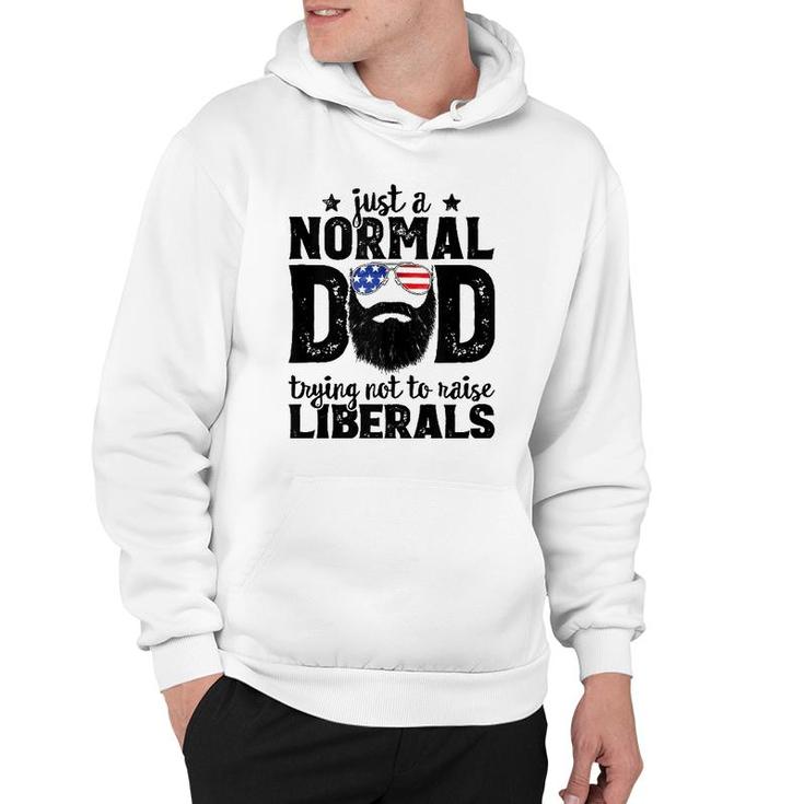 Mens Bearded Dad Just A Normal Dad Trying Not To Raise Liberals  Hoodie