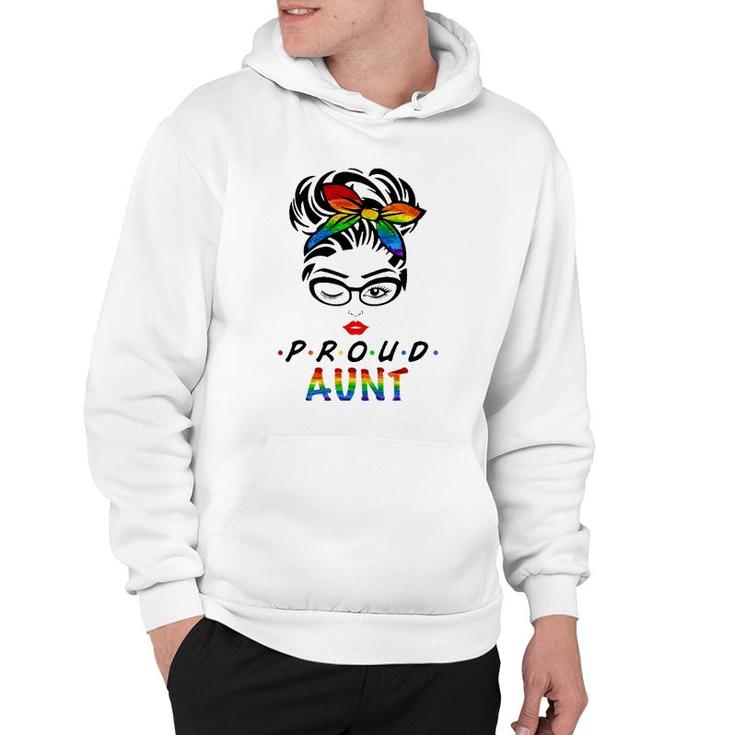 Messy Hair Bun Proud Aunt Lgbt Gay Pride Support Lgbtq Hoodie
