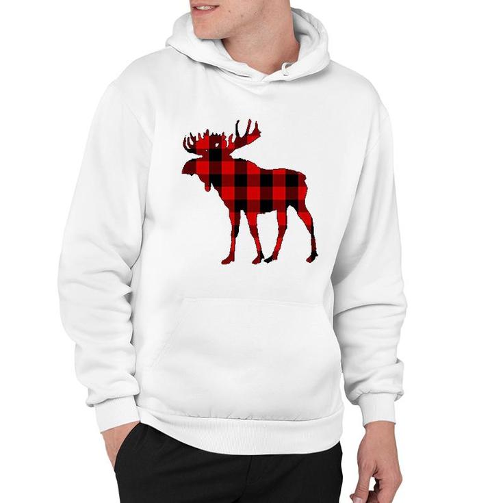 Moose Buffalo Red Plaid Gift Hoodie