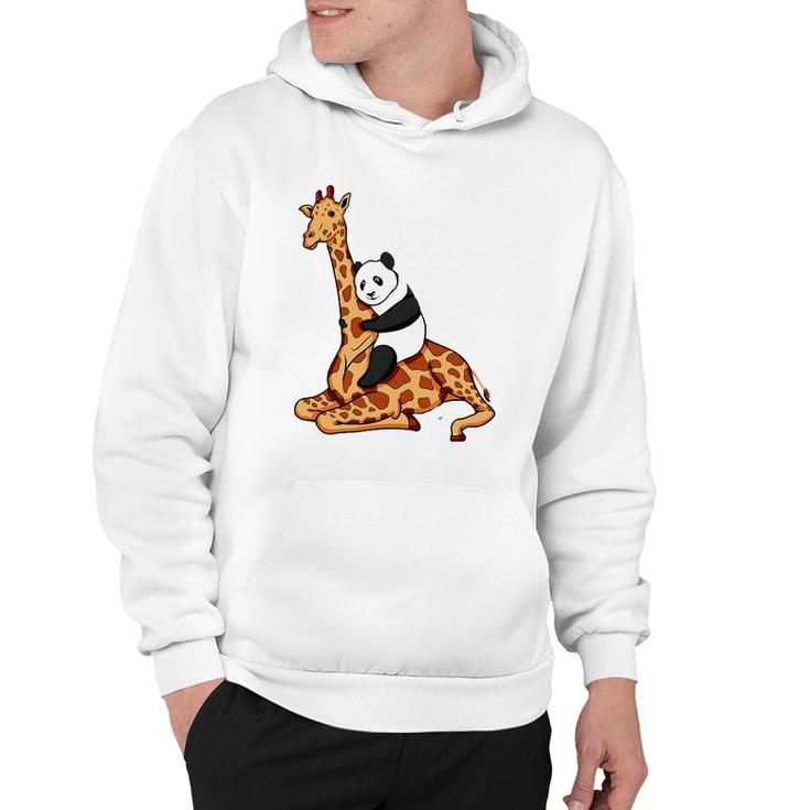 Panda Riding Giraffe Animal Lover Gift Hoodie