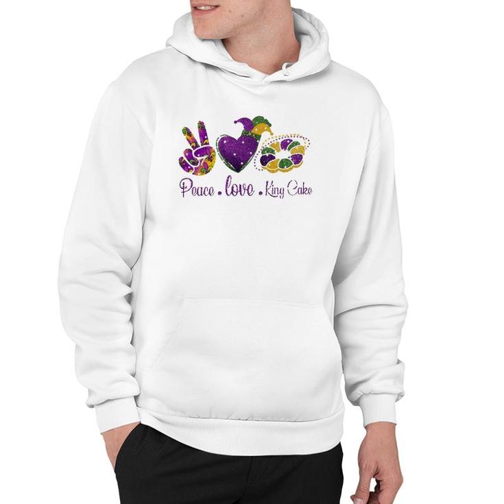 Peace Love King Cake  A Mardi Gras Party Carnival Gifts Hoodie