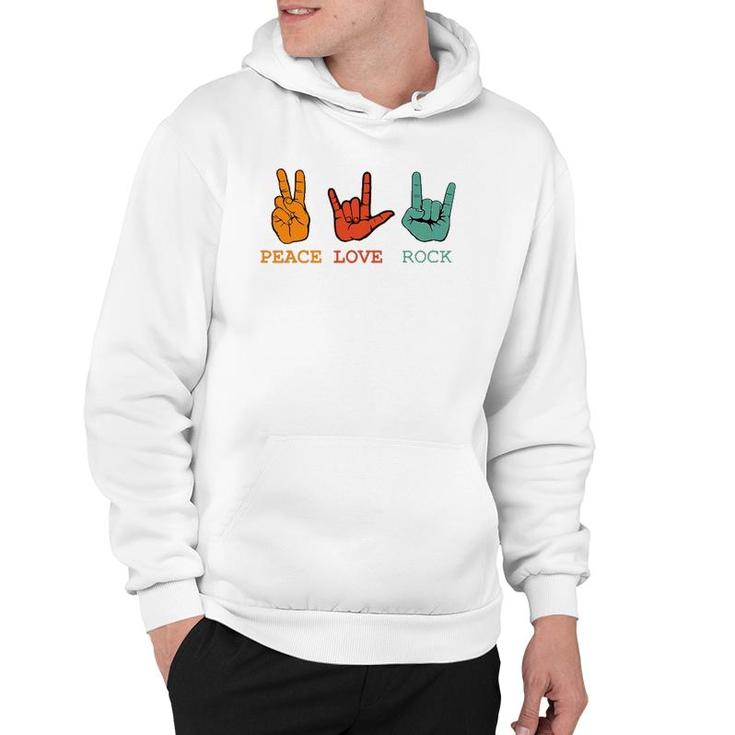 Peace Love Rock And Roll Retro Vintage Peace Loving Musician Hoodie