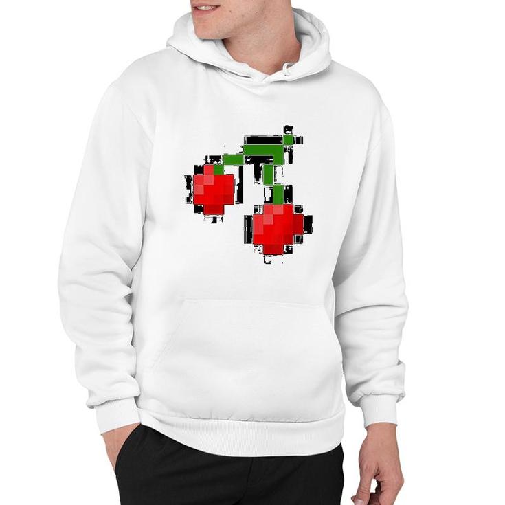 Pixel Cherries  8 Bit Video Game Graphic Hoodie