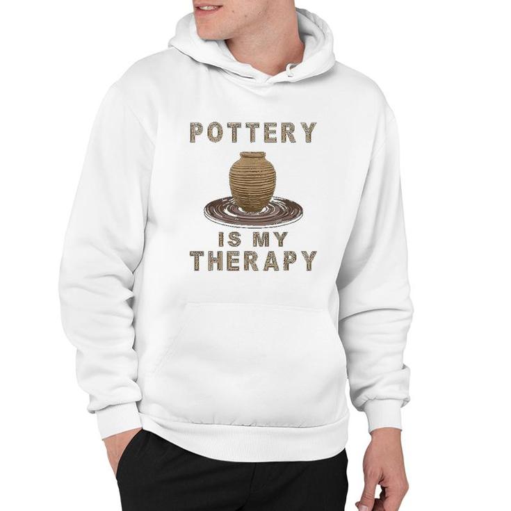 Pottery Is My Therapy Funny Art Lover Hoodie