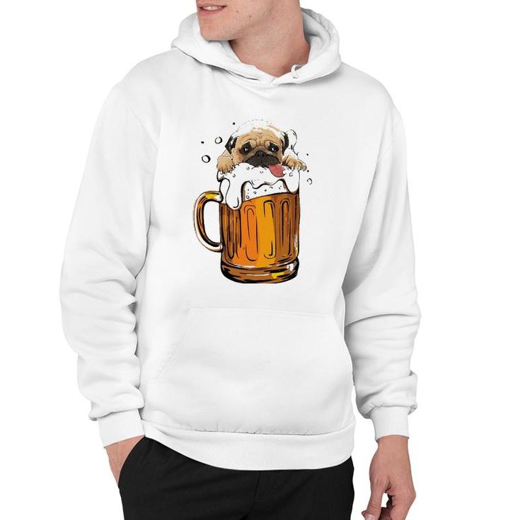 Pug Dog Beer Drinking  Funny Cute Dog Lovers Gifts Hoodie