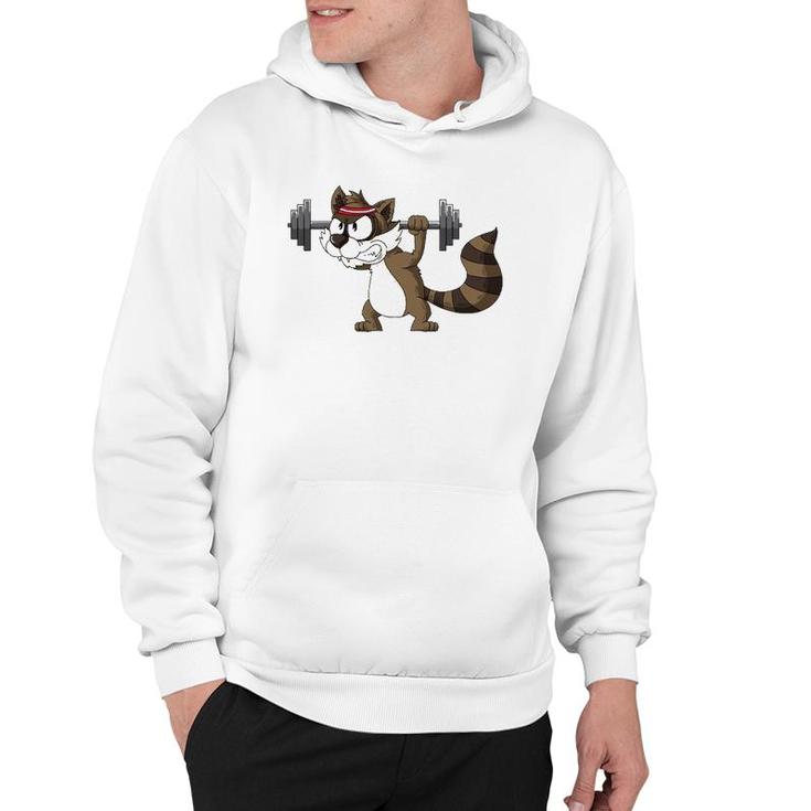 Raccoon Weight Lifting Gym Apparel Barbells Fitness Workout Hoodie
