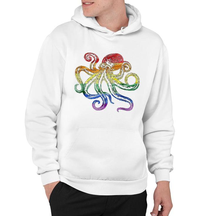 Rainbow Octopus Colorful Pride Hoodie