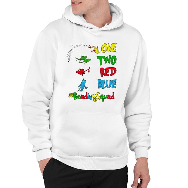 Reading Teacher Squad One Two Red Blue Fish Hoodie