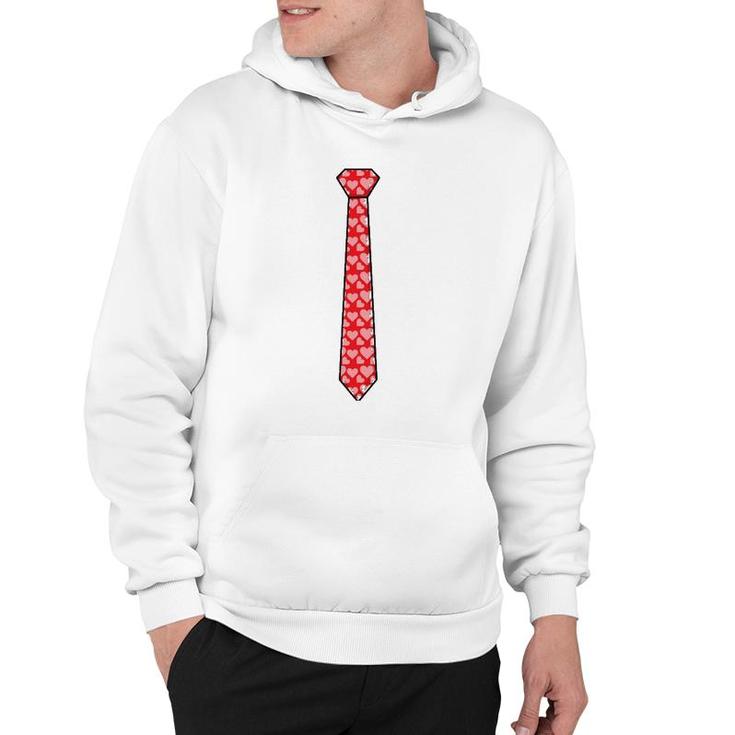 Red Tie With Hearts Cool Valentine's Day Funny Gift Hoodie