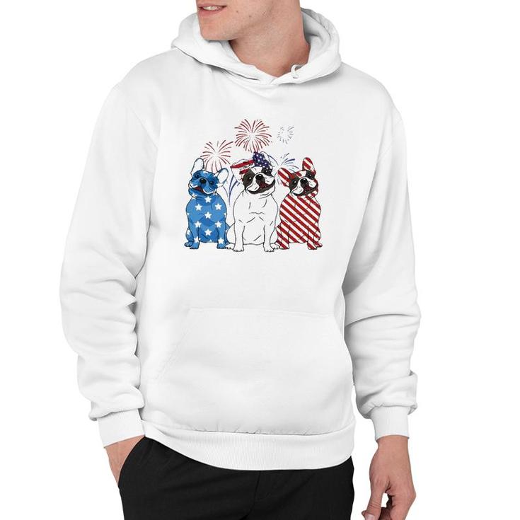 Red White Blue French Bulldog Usa Flag 4Th Of July Hoodie
