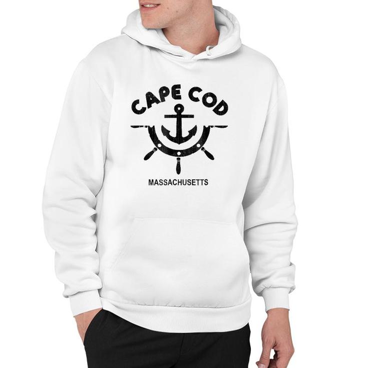 Retro Cape Cod Massachusetts Anchor Distressed Hoodie