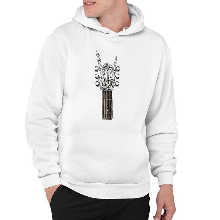 Rock On Guitar Neck - With A Sweet Rock & Roll Skeleton Hand Hoodie